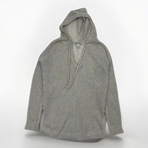Autumn Cashmere XS Sweater 100% Cashmere Hooded Open‎ Knit Gray Sand Soft Cozy